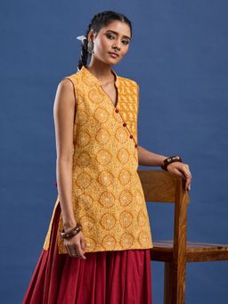 Sufiza Lifestyle - Yellow Ethnic Motifs Printed Kurti