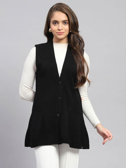 Monte Carlo - Women V-Neck Black Cardigan