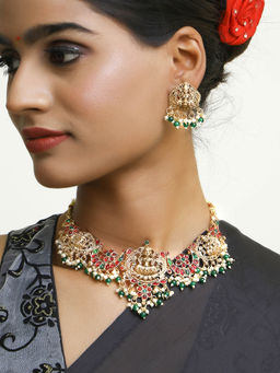 Adwitiya - Chandra Laxmi Temple Traditional Necklace and Earrings