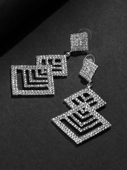 Kazo - Geometric Silver Studded Earrings