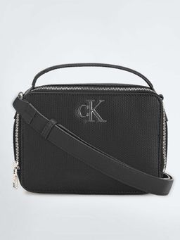 Calvin Klein - Black Minimal Monogram Camera Handbag with Detachable Strap (Set of 2)