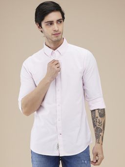 Being Human - Men Solid Pink Long Sleeves Shirt