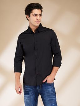 Being Human - Men Solid Black Long Sleeves Shirt