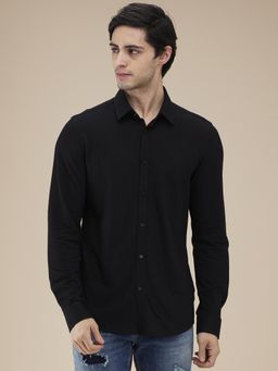 Being Human - Men Solid Black Long Sleeves Shirt