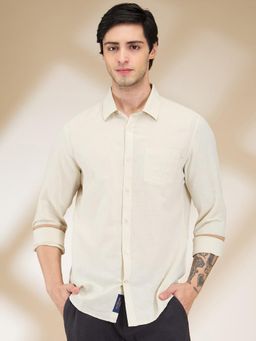 Being Human - Men Solid Beige Long Sleeves Shirt