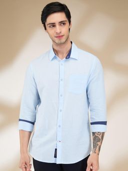 Being Human - Men Solid Blue Long Sleeves Shirt