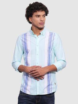 Being Human - Men Striped Blue Long Sleeves Shirt