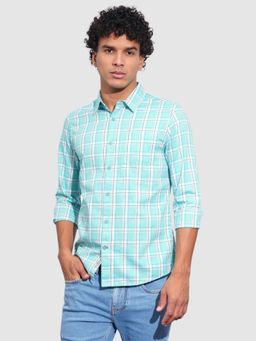 Being Human - Men Checked Blue Long Sleeves Shirt