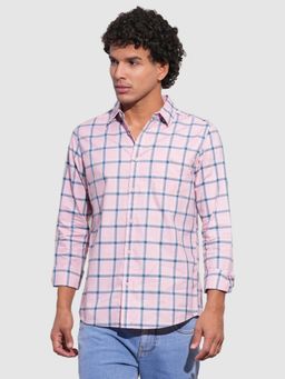 Being Human - Men Checked Pink Long Sleeves Shirt