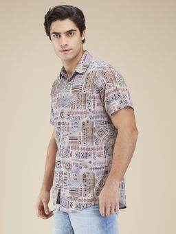 Being Human - Men Printed Grey Short Sleeves Shirt