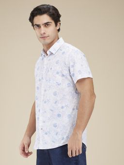 Being Human - Men Printed Blue Short Sleeves Shirt