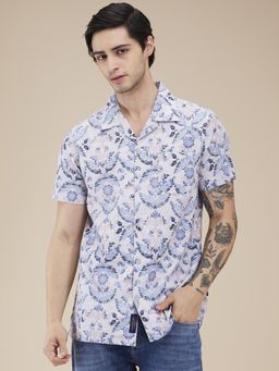 Being Human - Men Printed Blue Short Sleeves Shirt