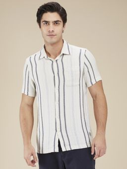 Being Human - Cream Easy Fit Regular Collar Men's Shirt by Being Human Clothing