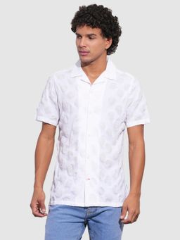 Being Human - Men Geometric White Short Sleeves Shirt