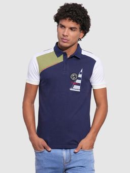 Being Human - Men Colorblock Blue Short Sleeves Polo T-Shirt