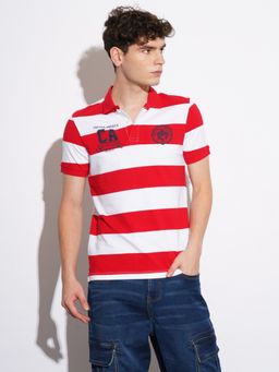 Being Human - Men Striped Red Short Sleeves Polo T-Shirt