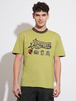 Being Human - Men Printed Olive Short Sleeves T-Shirt