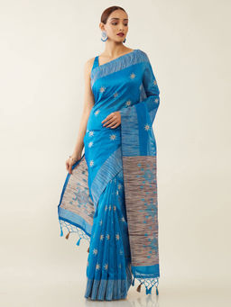 Soch - Woven Design Silk Blend Saree with Unstitched Blouse