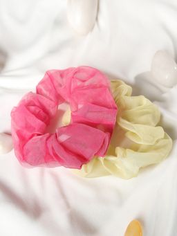 Blueberry - Set Of 2 Fuschia And Yellow Organza Scruchies (Pack of 2)