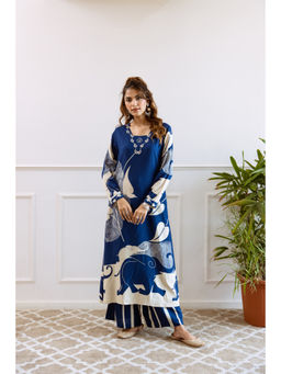 Nehamta - Women Blue German Rayon Kurta & Palazzo (Set of 2)