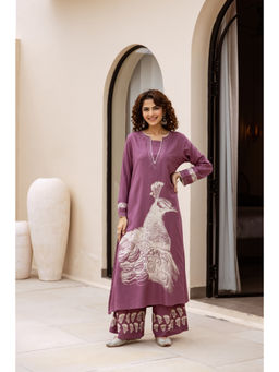 Nehamta - Women Dusty Purple German Rayon Kurta & Palazzo (Set of 2)