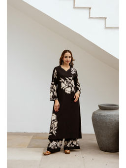 Nehamta - Women Black German Rayon Kurta & Palazzo (Set of 2)