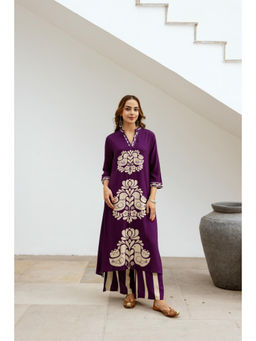 Nehamta - Women Purple German Rayon Kurta & Palazzo (Set of 2)