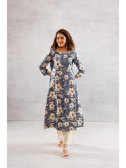 Nehamta - Women Denim Blue Cotton Flex Kurta and Pant (Set of 2)