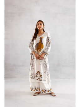 Nehamta - Women White German Rayon Kurta & Palazzo (Set of 2)