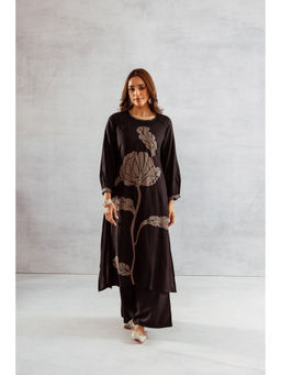 Nehamta - Women Black German Rayon Kurta & Palazzo (Set of 2)
