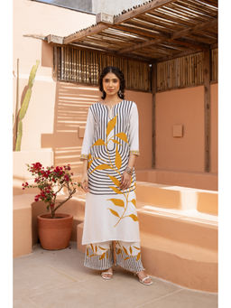 Nehamta - Women White German Rayon Kurta & Palazzo (Set of 2)