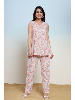 Ragavi - Mary Pink Cotton Hand Block Printed Co-Ord (Set of 2)