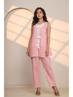 Ragavi - Ballet Pink Cotton Stripes Co-Ord (Set of 2)