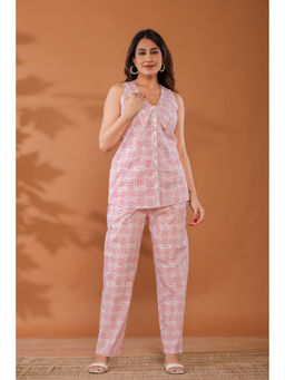 Ragavi - Rose Shadow Pink Cotton Hand Block Printed Co-Ord (Set of 2)