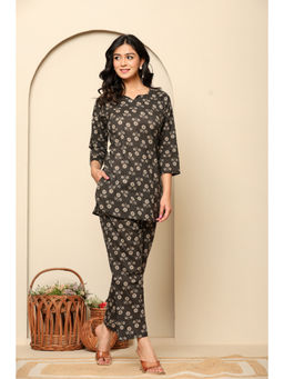 Ragavi - Black Printed Cotton Co-Ord (Set of 2)