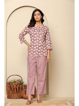 Ragavi - Purple Printed Cotton Co-Ord (Set of 2)