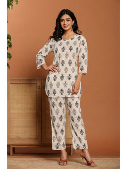 Ragavi - White Printed Cotton Co-Ord (Set of 2)