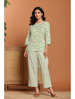 Ragavi - Green Printed Cotton Co-Ord (Set of 2)