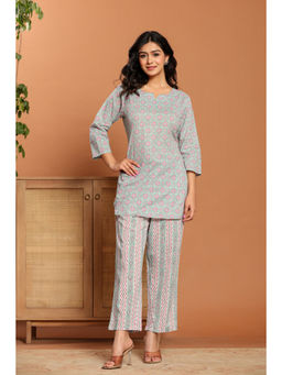 Ragavi - Green Printed Cotton Co-Ord (Set of 2)