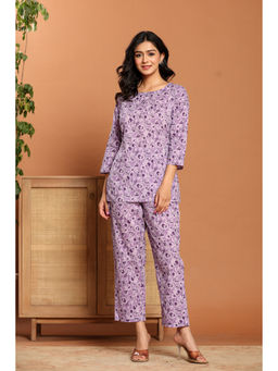 Ragavi - Lavender Printed Cotton Co-Ord (Set of 2)