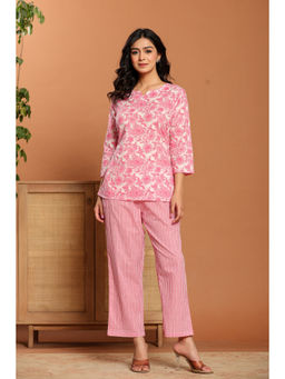 Ragavi - Pink Printed Cotton Co-Ord (Set of 2)