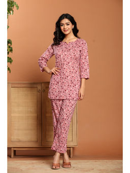 Ragavi - Pink Printed Cotton Co-Ord (Set of 2)