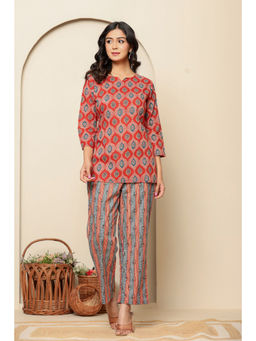 Ragavi - Red Printed Cotton Co-Ord (Set of 2)