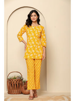 Ragavi - Yellow Printed Cotton Co-Ord (Set of 2)