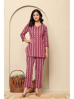 Ragavi - Pink Printed Cotton Co-Ord (Set of 2)