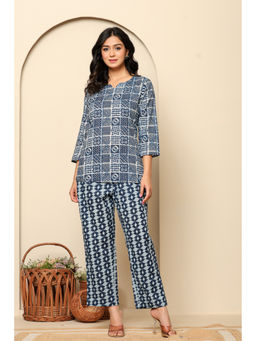 Ragavi - Blue Printed Cotton Co-Ord (Set of 2)