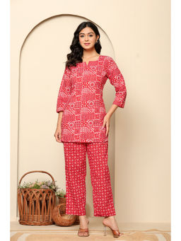 Ragavi - Red Printed Cotton Co-Ord (Set of 2)