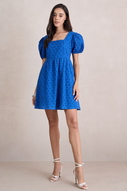 Femmella - Blue Schiffli Mini Dress