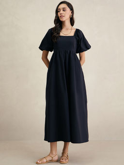 Femmella - Black Solid Maxi Dress