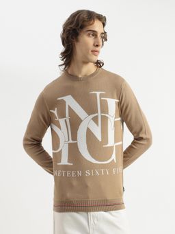 United Colors of Benetton - Men Beige Regular Fit Crew Neck Printed Since Tricot Sweater